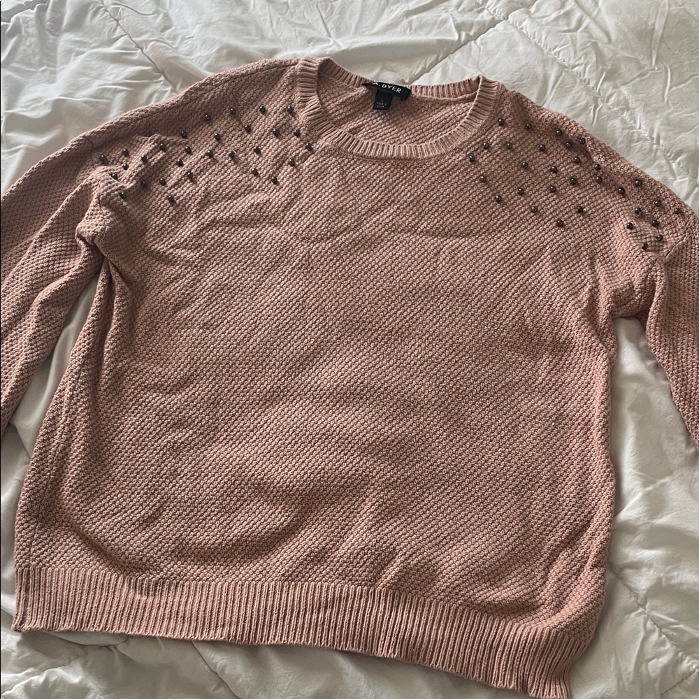 A. Byer Blush Sweater with Stud Accents